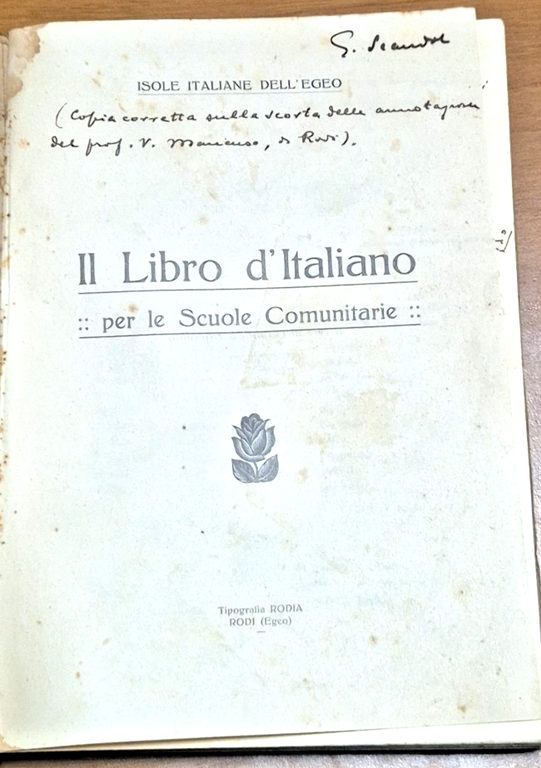 IL LIBRO D'ITALIANO PER LE SCUOLE COMUNITARIE Isole Italiane dell'Egeo …