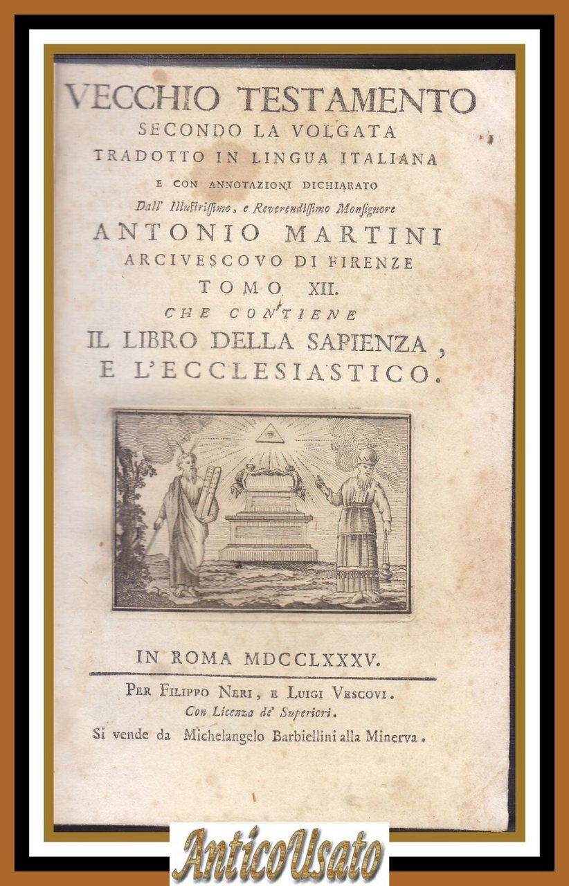 IL LIBRO DELLA SAPIENZA E L'ECCLESIASTICO 1785 Bibbia antica Martini …