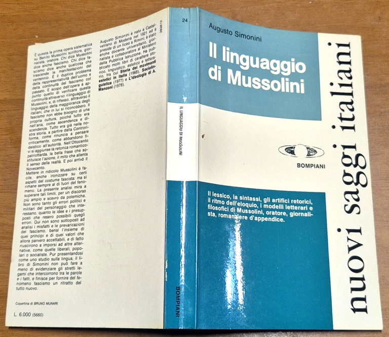 IL LINGUAGGIO DI MUSSOLINI di Augusto Simonini 1978 Bompiani Nuovi … | Immagine Gallery 2