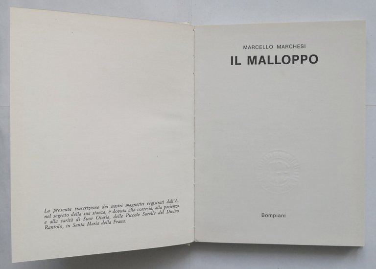 IL MALLOPPO di Marcello Marchesi 1971 Bompiani Libro parole si …