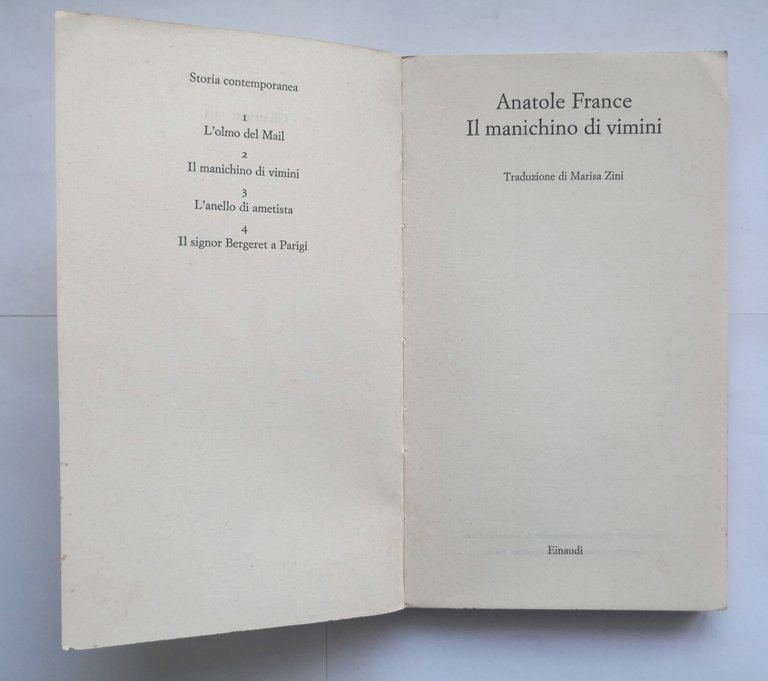 IL MANICHINO DI VIMINI di Anatole France 1976 Einaudi libro …