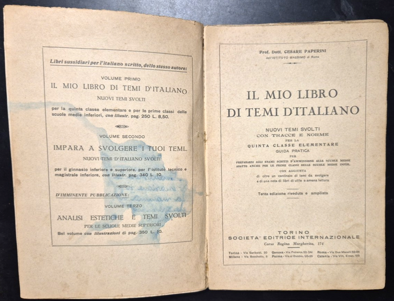 IL MIO LIBRO DI TEMI D'ITALIANO Cesare Paperini Quinta Classe …