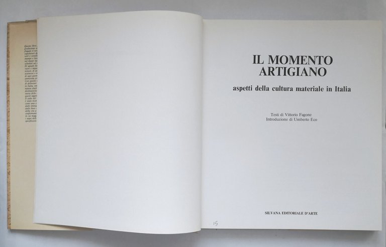 IL MOMENTO ARTIGIANO di Vittorio Fagone 1976 Silvana Arte LIBRO …