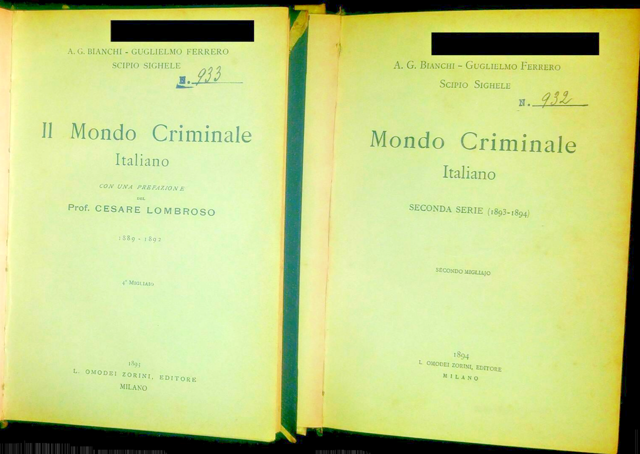 IL MONDO CRIMINALE ITALIANO 2 volumi Bianchi Ferrero Sighele 1893 … | Immagine principale