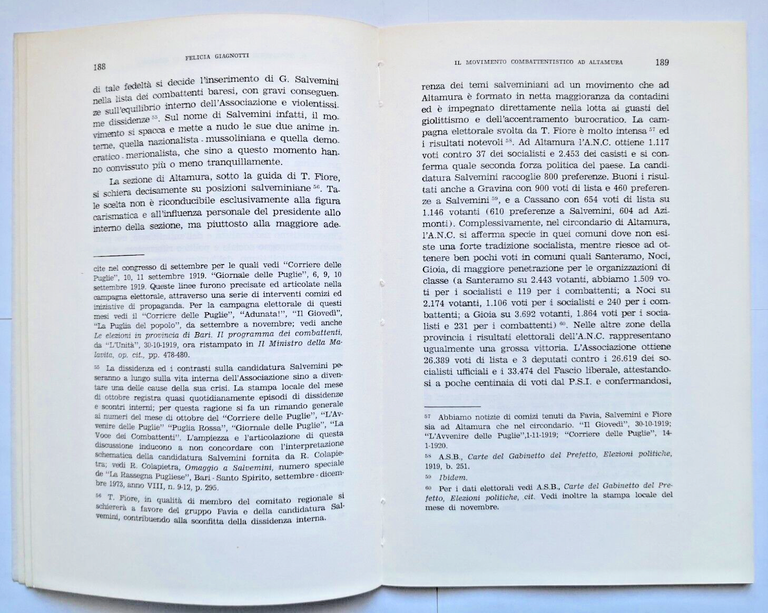 IL MOVIMENTO COMBATTENTISTICO AD ALTAMURA di Felicia Giagnotti 1980 Libro …