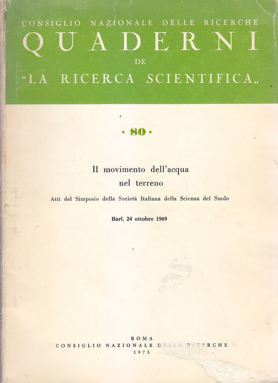IL MOVIMENTO DELLE ACQUE NEL TERRENO Consiglio Nazionale delle Ricerche …