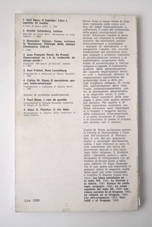 IL MOVIMENTO OPERAIO LATINO AMERICANO di Carlos Rama 1969 La …