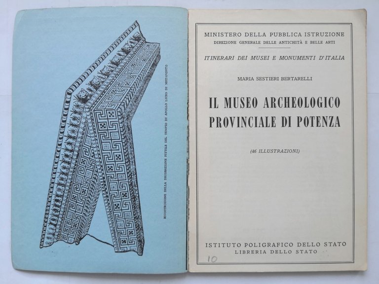 IL MUSEO ARCHEOLOGICO PROVINCIALE DI POTENZA Sestieri Bertarelli 1957 Libro