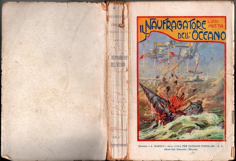 IL NAUFRAGATORE DELL'OCEANO di Luigi Motta 1933 Barion Libro romanzo …