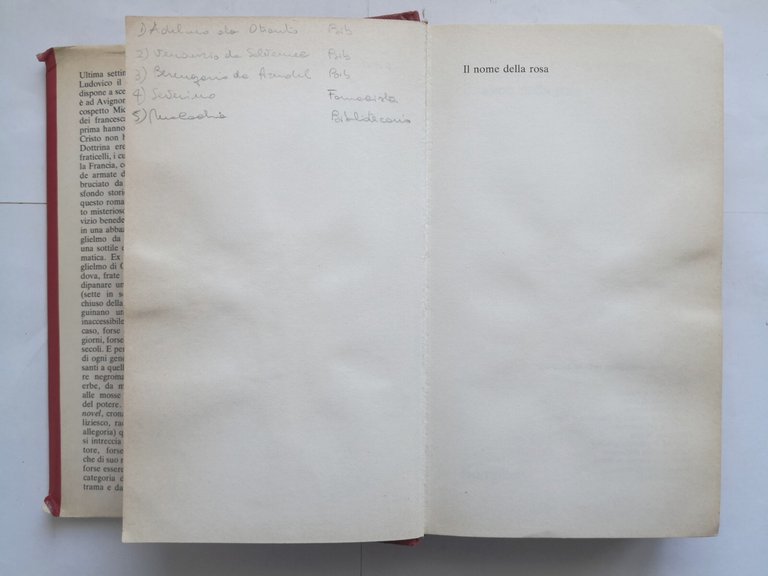 IL NOME DELLA ROSA di Umberto Eco 1981 Bompiani Libro …