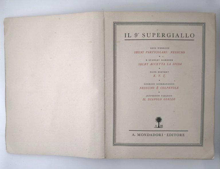 IL NONO SUPERGIALLO 5 romanzi 1941 Mondadori D'Errico Scerbanenco Libro …