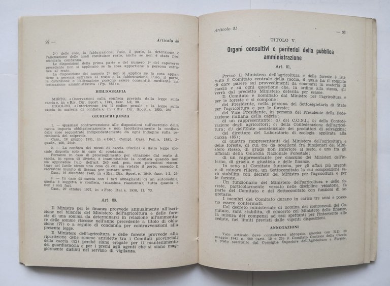 IL NUOVO CODICE DELLA CACCIA di Tommaso Perseo 1956 Nostra …