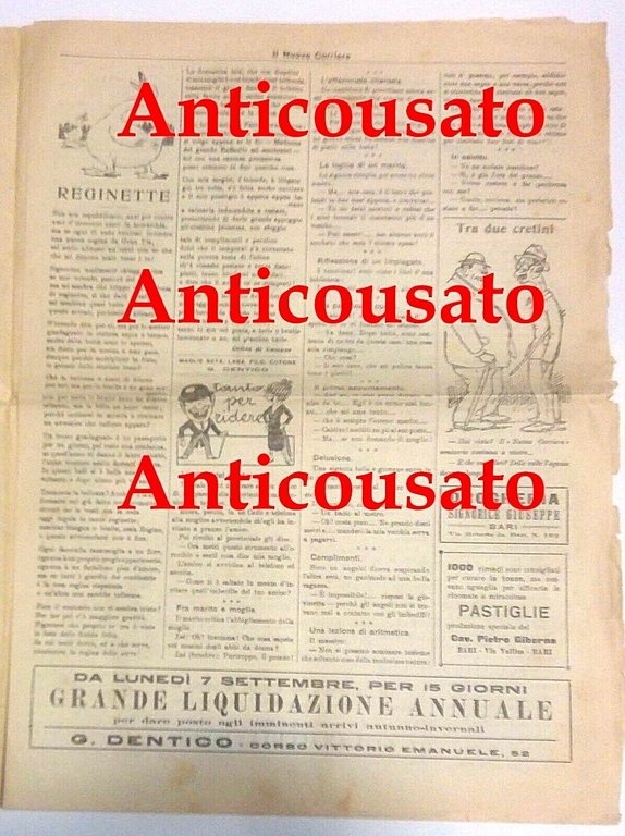 IL NUOVO CORRIERE settimanale umoristico BARI 6 settembre 1925 vintage …