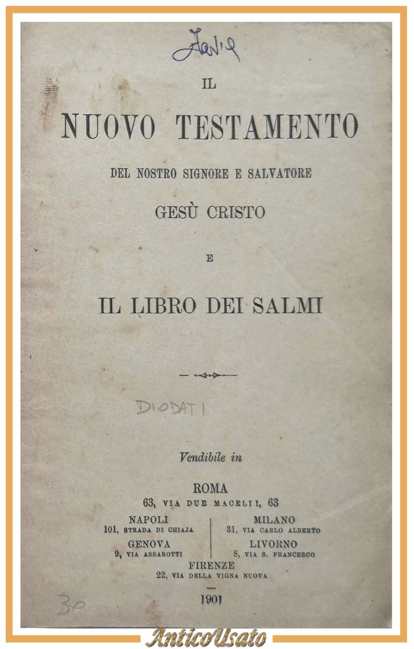 IL NUOVO TESTAMENTO DEL NOSTRO SIGNORE GESÙ CRISTO LIBRO DEI …