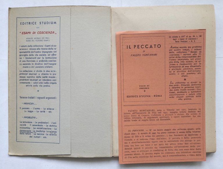 IL PECCATO di Fausto Montanari 1946 Editrice Studium libro