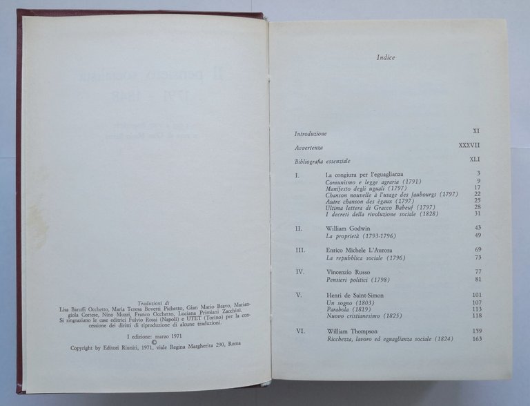 IL PENSIERO SOCIALISTA 1791 1848 di Gian Mario Bravo 1971 …