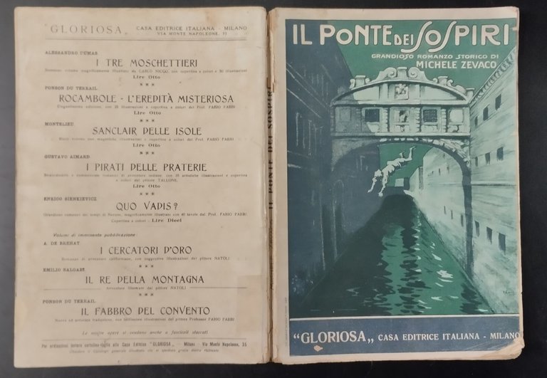 IL PONTE DEI SOSPIRI di Michele Zevaco 1921 Gloriosa Libro …