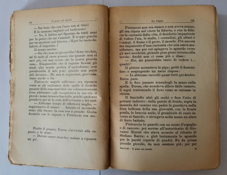 IL POSTO NEL MONDO di Virgilio Brocchi 1921 Mondadori romanzo