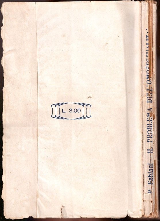IL PROBLEMA DELL'OMOSESSUALITÀ di Fabiani 1900 Libro degenerazioni sessuali