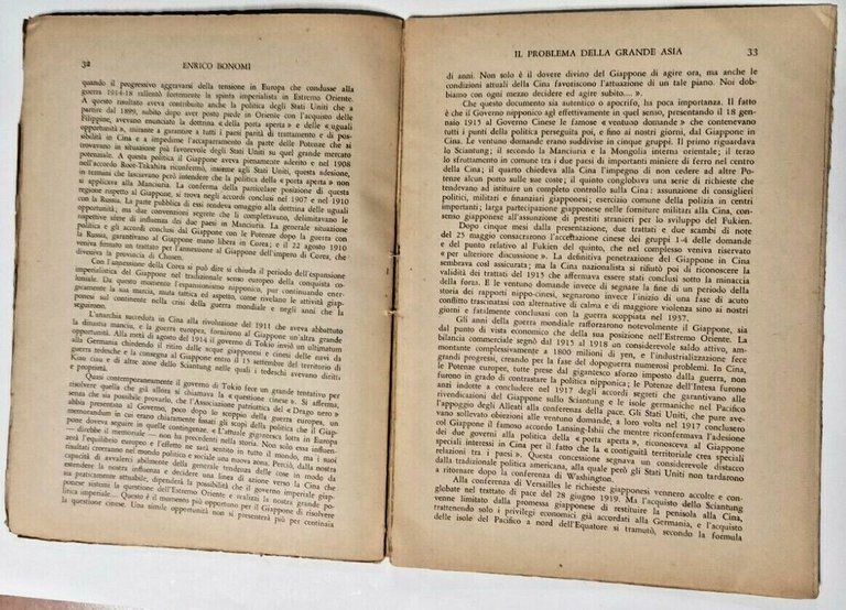 IL PROBLEMA DELLA GRANDE ASIA di Enrico Bonomi 1942 libro …