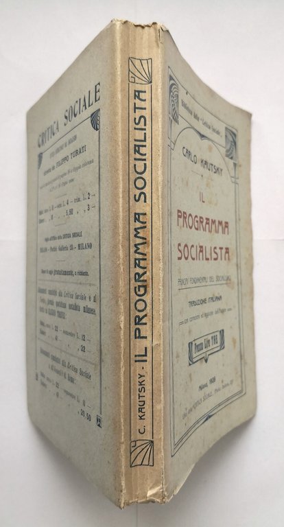 IL PROGRAMMA SOCIALISTA di Carlo Kautsky 1908 I edizione italiana …