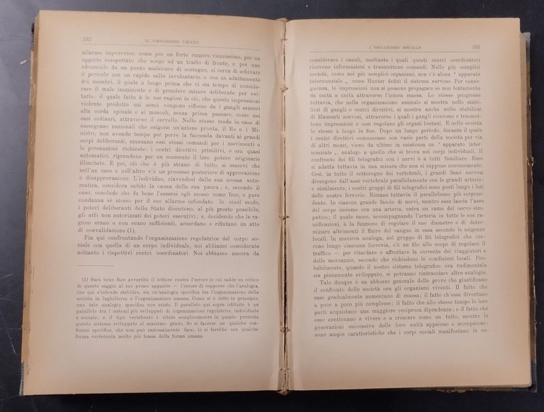 IL PROGRESSO UMANO di Herbert Spencer 1908 Fratelli Bocca Libro
