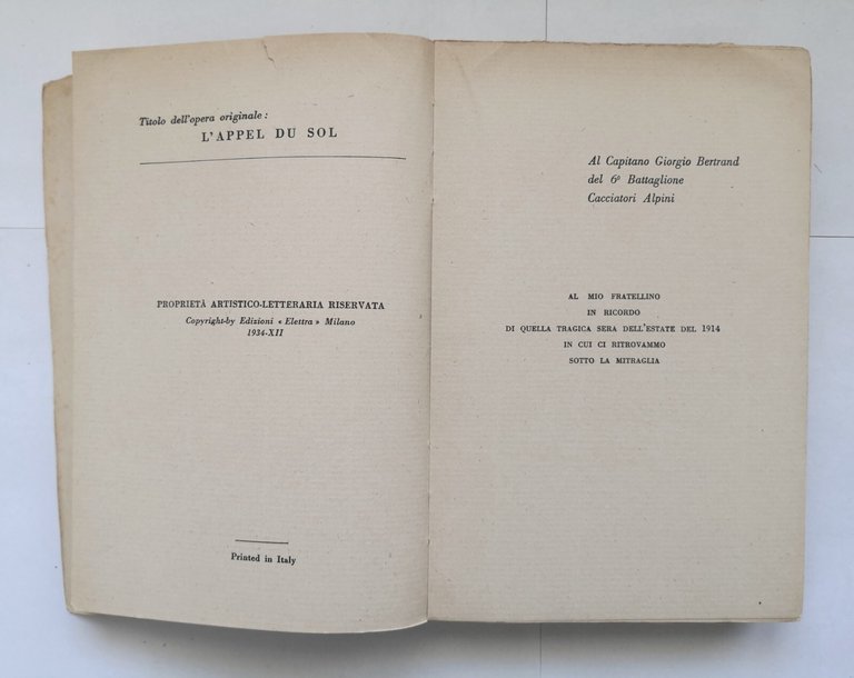 IL RICHIAMO DELLA TERRA di Adrien Bertrand 1934 Elettra romanzo …