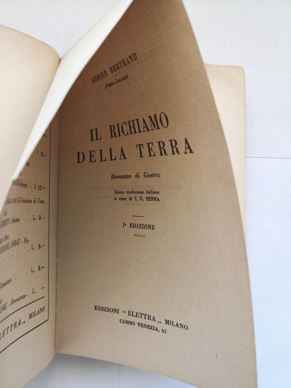 IL RICHIAMO DELLA TERRA di Adrien Bertrand 1934 Elettra romanzo …