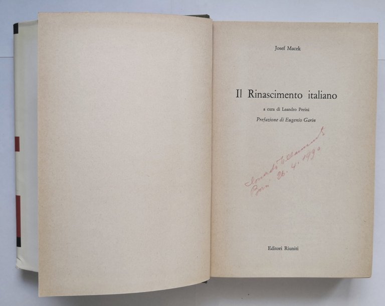 IL RINASCIMENTO ITALIANO di Josef Macek 1972 Editori Riuniti Libro …