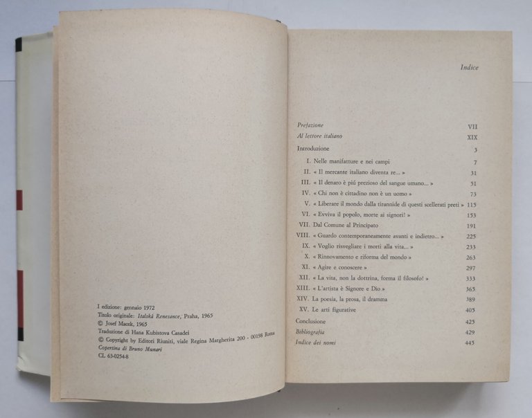 IL RINASCIMENTO ITALIANO di Josef Macek 1972 Editori Riuniti Libro …