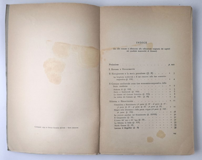 IL RISORGIMENTO di Antonio Gramsci 1954 Einaudi Opere Libro