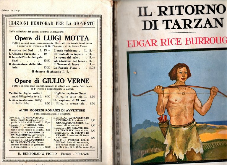IL RITORNO DI TARZAN Edgar Rice Burroughs 1928 Bemporad Libro …