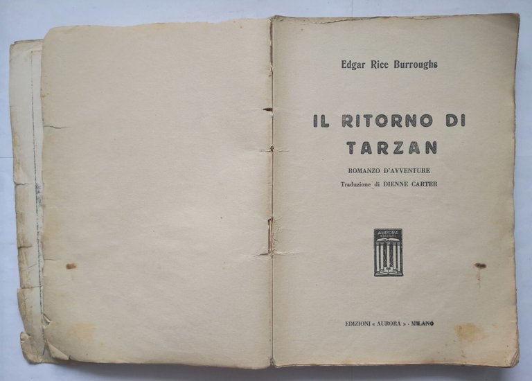IL RITORNO DI TARZAN Edgar Rice Burroughs 1935 Aurora libro …