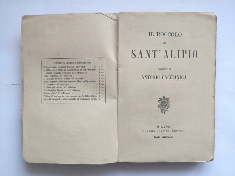 IL ROCCOLO DI SANT'ALIPIO Antonio Caccianiga 1914 Treves Libro romanzo …