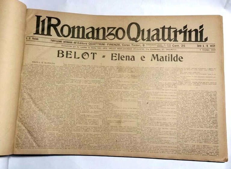 il romanzo Quattrini 25 numeri 1919 giornale vintage Gautier Balzac … | Immagine Gallery 1