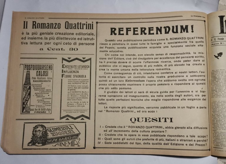 il romanzo Quattrini 25 numeri 1919 giornale vintage Gautier Balzac …