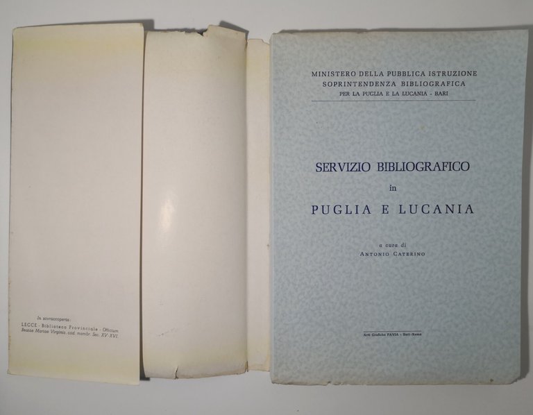 IL SERVIZIO BIBLIOGRAFICO IN PUGLIA E LUCANIA di Antonio Caterino …
