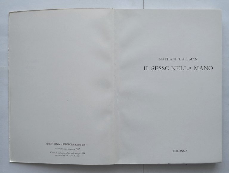 IL SESSO NELLA MANO di Nathaniel Altman 1988 Colonna Libro …