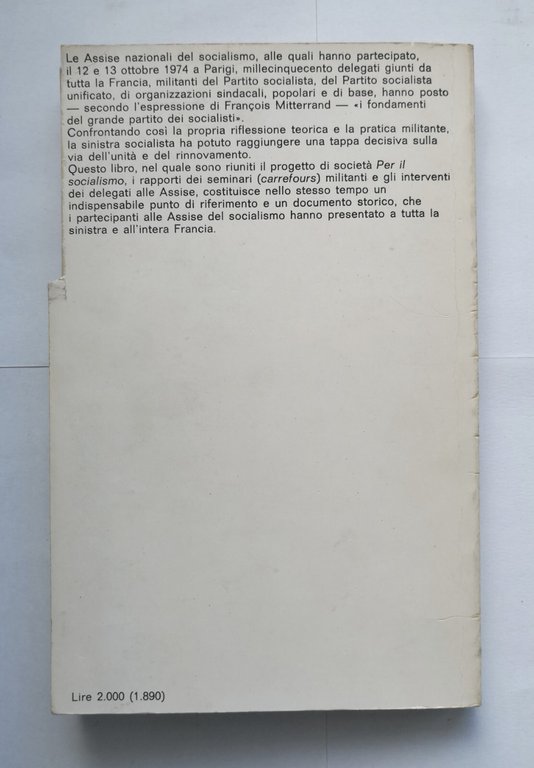 IL SOCIALISMO DELL'AUTOGESTIONE 1975 La Pietra libro movimento Francia Mitterand