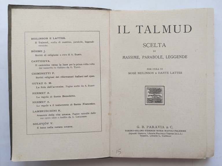 IL TALMUD a cura di Mosè Beilinson e Dante Lattes …