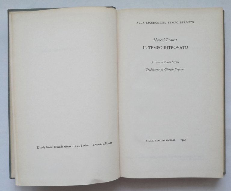 IL TEMPO RITROVATO di Marcel Proust 1966 Einaudi Nuova Universale …