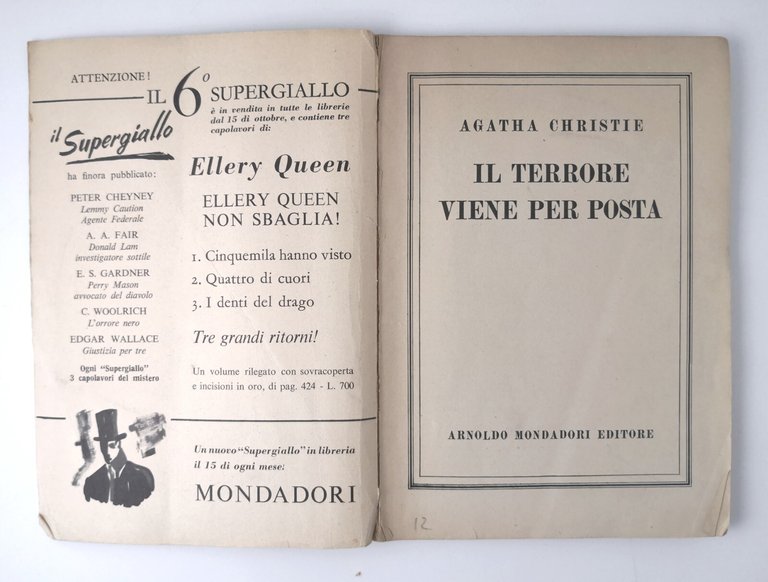 IL TERRORE VIENE PER POSTA di Agatha Christie 1952 Mondadori …