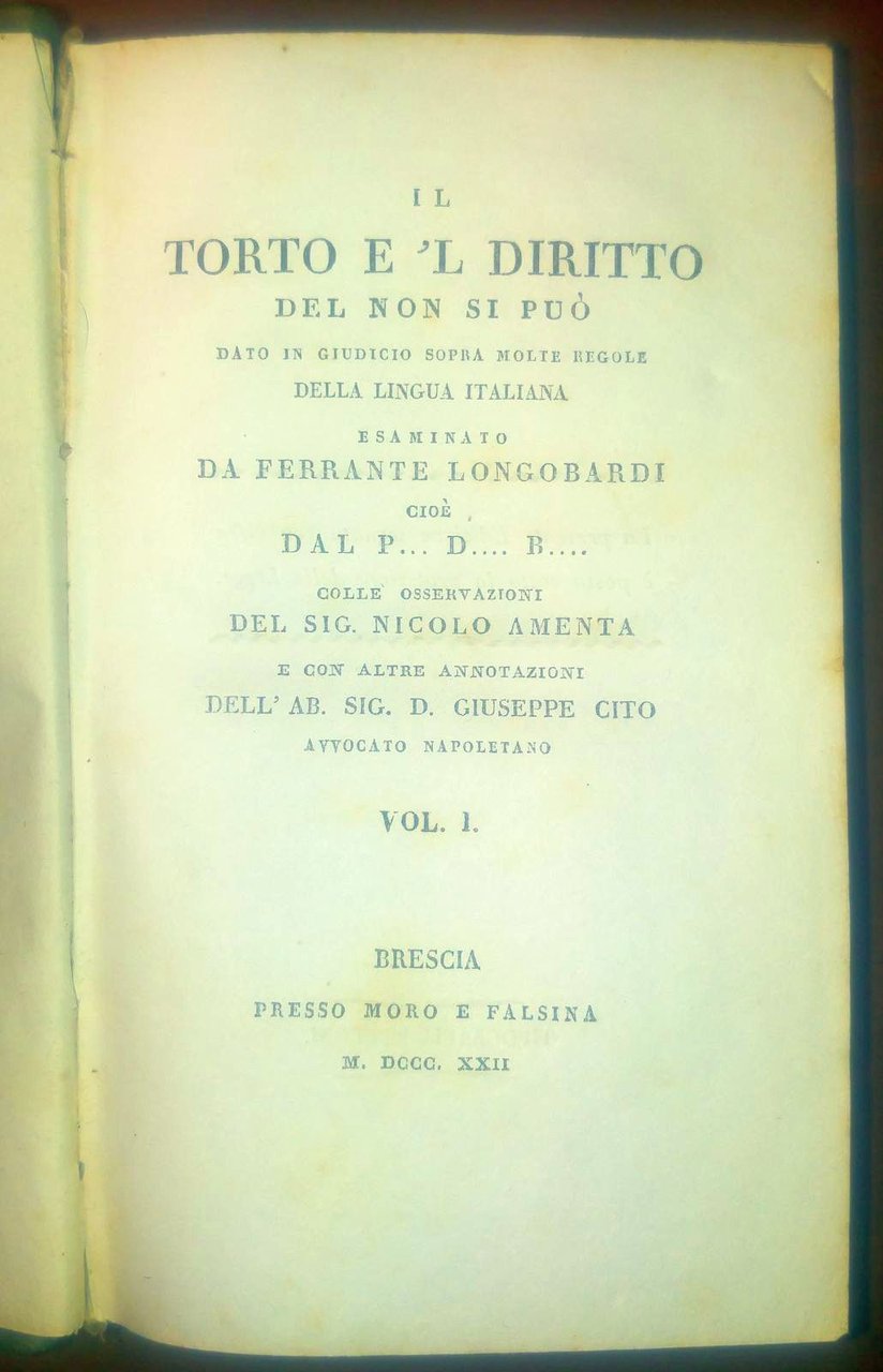 IL TORTO E IL DIRITTO DEL NON SI PUÒ di …