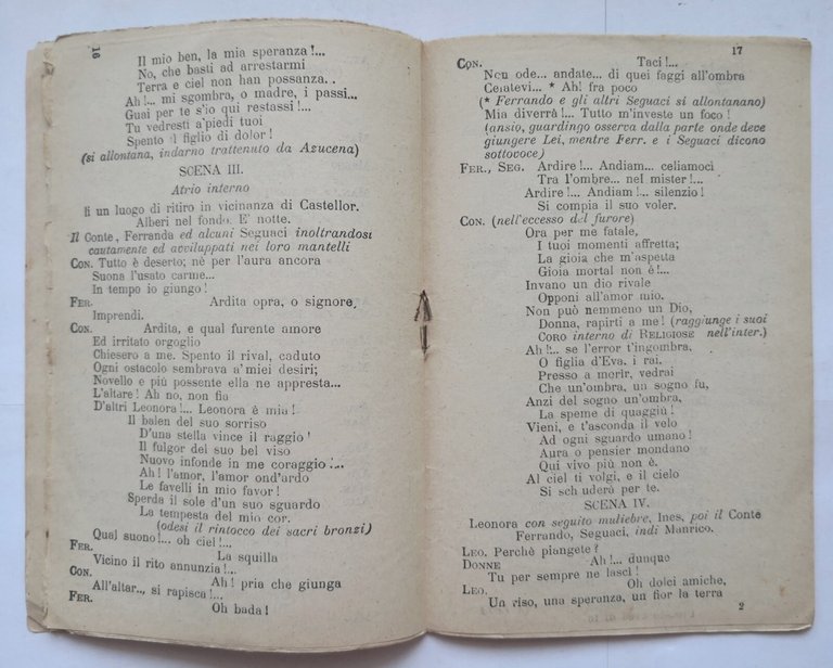 IL TROVATORE poesia di Salvatore Cammarano libretto d'opera Verdi 1910 …