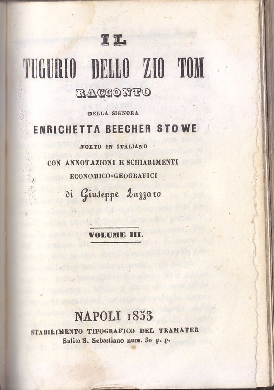 IL TUGURIO DELLO ZIO TOM di Enrichetta Beecher Stowe 3 …