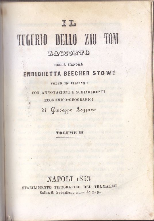IL TUGURIO DELLO ZIO TOM di Enrichetta Beecher Stowe 3 …