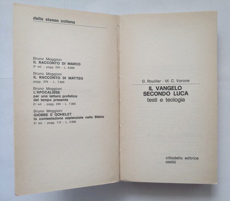 IL VANGELO SECONDO LUCA di Rouiller e Varone 1983 Cittadella …