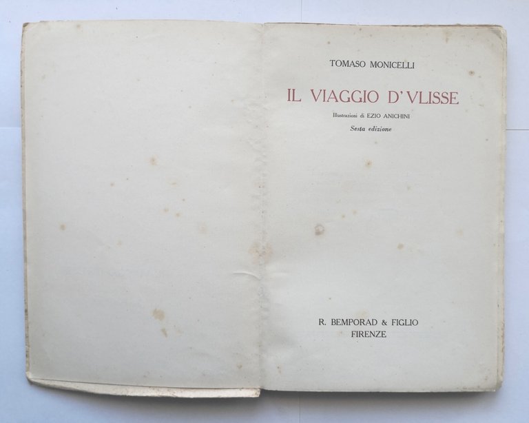 IL VIAGGIO D'ULISSE di Tomaso Monicelli 1934 Bemporad libro Illustrato …