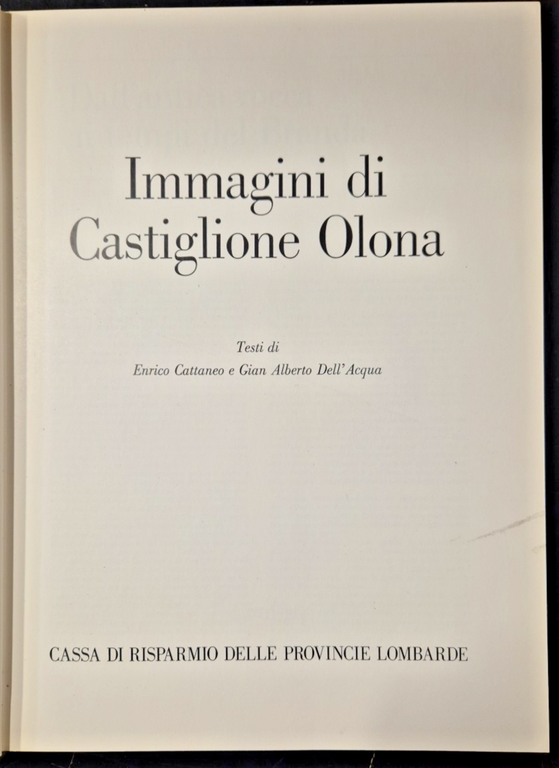 IMMAGINI DI CASTIGLIONE OLONA Cattaneo Dell'Acqua 1976 Cariplo Libro arte
