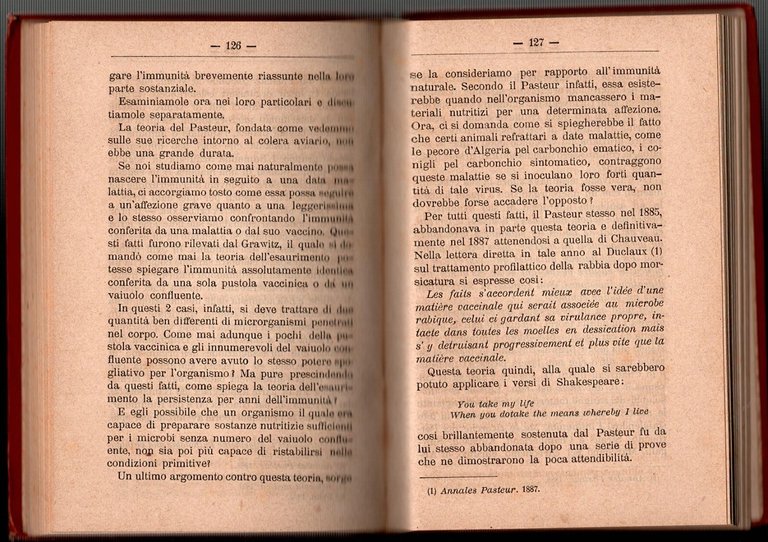 IMMUNITÀ E RESISTENZA ALLE MALATTIE di Galli Valerio 1897 Hoepli …